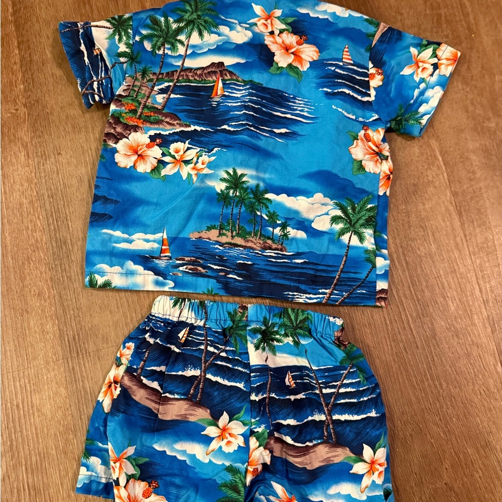Nui Nalu Hawaiian baby 2 piece set - Blue Floral